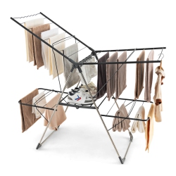 COSTWAY 2-Tier Clothes Drying Rack With 33 Drying Rails Height Adjustable Gullwings