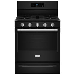 Cuisinière Au Gaz Autonome De 30 Po Avec 5 Brûleurs Et Four De 5 Pi³ Avec Ventilateur À Convection Et Friture À Air Chaud De Maytag (Mfgs6030Rb) - Noir