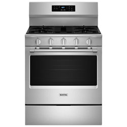 Cuisinière Au Gaz Autonome 30 Po Avec 5 Brûleurs, Friture Air Four, Ventilateur À Convection Et Four De 5 Pi³ Maytag (Mfgs6030Rz) - Inox