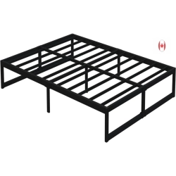 GENER 12-Inch Heavy Duty Steel Slat Queen Bed Frame - No Box Spring Needed, Easy Assembly In Black