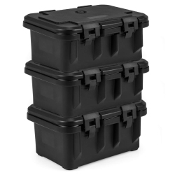 COSTWAY 3 PCs Insulated Food Pan Container 31 Qt Stackable Hot Box With 3 Transparent Pans