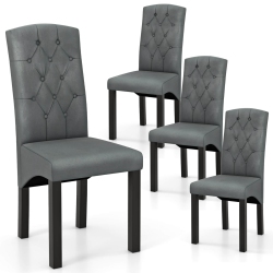 COSTWAY Modern Dining Chair Set Of 4 With High Backrest High-Density Sponge Cushion
