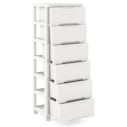 COSTWAY 1 PCs 7-Drawer Plastic Rolling Storage Cart With 4 Universal Wheels Dresser Cabinet