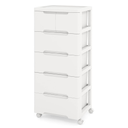 COSTWAY 1 PCs 6-Drawer Plastic Rolling Storage Cart With 4 Universal Wheels Dresser Cabinet