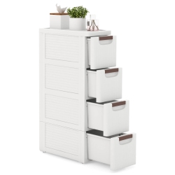 COSTWAY 1 PCs 4-Drawer Narrow Rolling Storage Cabinet With Pull Handles Built-In Wheels