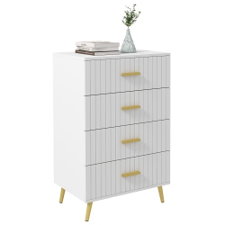 HOMCOM Dresser for Bedroom With 4 Drawers, Modern Chest Of Drawers, Wood Storage Cabinet With Gold Aluminium Legs In White