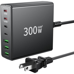 MAVICEN Pd Pps 100W 7 Port Fast Charging Station Dual Pd Pps 300W USB C Fast Charger Block for Iphone 15 14 Pro Max Dark In Black