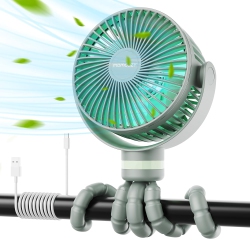 MOMCOZY Portable Stroller Fan, 8000Mah, 27H Ultra-Long Battery Life, Detachable 4 Speed 360°Rotate, Led Night Light \w 2 Modes, USB Rechargeable