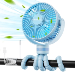 MOMCOZY Portable Stroller Fan, 8000Mah, 27H Ultra-Long Battery Life, Detachable 4 Speed 360°Rotate, Led Night Light \w 2 Modes, USB Rechargeable