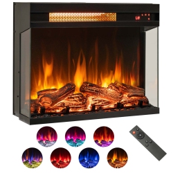 COSTWAY 23" 3-Sided Electric Fireplace Insert Heater 1500W With Thermostat & Remote Control