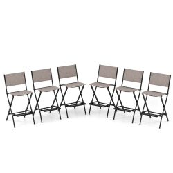 COSTWAY Set Of 6 Outdoor Bar Chair Folding Bar Height Stool With Metal Frame