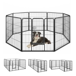GYMAX Dog Playpen Indoor Outdoor 8 Panel 32" Height Pet Fence for Puppy W/ Door