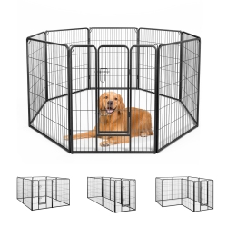 GYMAX Dog Playpen Indoor Outdoor 8 Panel 40" Height Pet Fence for Puppy W/ Door