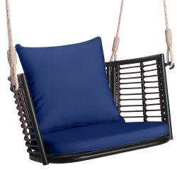 COSTWAY Patio Hanging Rattan Basket Chair Swing Hammock Chair With Seat Cushion