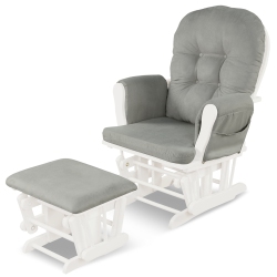 COSTWAY Baby Nursery Relax Rocker Rocking Chair Glider & Ottoman Set W/ Cushion