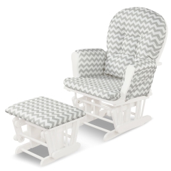 COSTWAY Baby Nursery Relax Rocker Rocking Chair Glider & Ottoman Set W/ Cushion