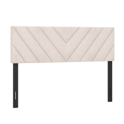 GYMAX Linen Fabric Upholstered Headboard Rectangular Headboard W/ Solid Wood Legs