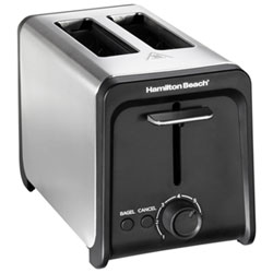 Hamilton Beach Contemporary Toaster - 2-Slice - Black and Stainless Steel
