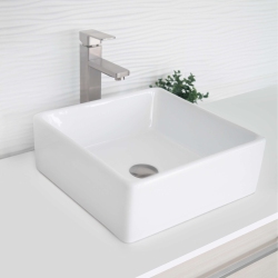 STYLISH A - Vessel 15" Porcelain Square Bathroom Sink P-222 In White