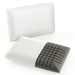 COSTWAY Bamboo Memory Foam Pillow Set Of 2 With Machine-Washable Pillowcase In Charcoal