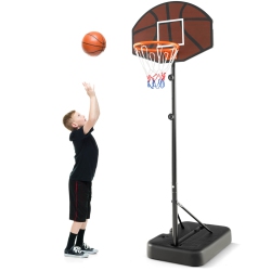 COSTWAY Basketball Hoop 5.6-6.5 Ft Height Adjustable for Kids With Shatterproof Backboard