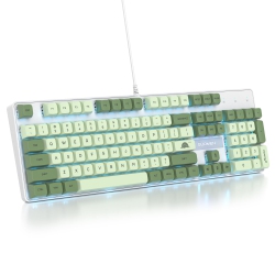 HLD Owpkeenthy Full Size Green Mechanical Gaming Keyboard \w Number Pad, Wi 100% Office Nkro Keyboard RGB Backlit 104 Keys \w Switch for PC Gamer