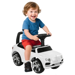 QABA Bentley Bentayga Licensed Baby Car, Ride On Push Car Foot to Floor Slider With Horn Music, Under-Seat Storage, for 18-36 Months In White
