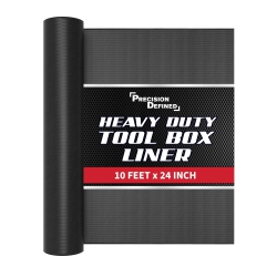PRECISION DEFINED Professional Grade Tool Box Liner, 24" X 10 Ft | Tool Box Drawer Liner, Shelf Liner Non Slip Mat, Thick Cabinet Shelf Liner