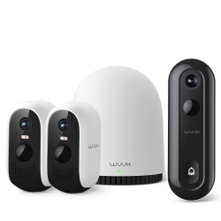 WUUK Security Cameras Wireless Outdoor And Battery Doorbell Camera-Only Bestbuy, 3 Cams Kit, 2K Resolution, 32GB Homebase Support Up to 8 Cams, No