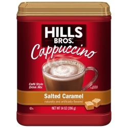 HILLS BROS Instant Salted Caramel Cappuccino Mix, Easy to Use And Convenient, Enjoy Coffeehouse Flavor From Home, 14 OZ