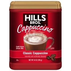 HILLS BROS Instant Decadent Classic Cappuccino Mix \w A Hint Of Sweetness, Easy to Use And Convenient, Enjoy Coffeehouse Flavor At Home, Frothy, 14