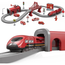 TRADEOPIA Diy Track Fire Rescue Train Set (66 Pieces)