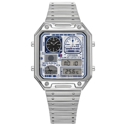 CITIZEN STAR WARS Star Wars Mens R2-D2 Japanese Quartz Watch 33.5MM Silver-Tone Stainless Steel Case And Bracelet With Dial (Jg2121-54A) In White