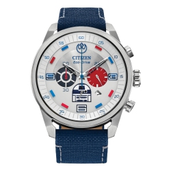 CITIZEN STAR WARS Star Wars Mens R2-D2 Japanese Eco-Drive Watch 45MM Silver-Tone Stainless Steel Case Cordura® Strap \w Silver-Tone Dial (Ca4219-03W)
