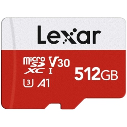 LEXAR E-Series 512GB Micro Sd Card, Microsdxc Uhs-I Flash Memory Card With Adapter, 100Mb/s, C10, U3, A1, V30