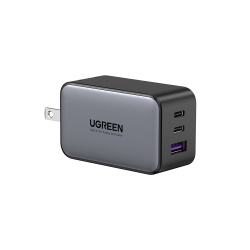 UGREEN 65W 3 Port Gan Fast Charger Compatible With Phones, Tablets/ipad, PC And Mac, 2X USB-C, 1X USB-A