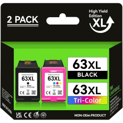 MAXPAGE High Yield 63 Black/tri-Color Ink, Compatible for HP 63 63Xl Ink Cartridge Combo Pack, Work for Envy