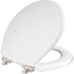 MAYFAIR 826Nisl 000 Benton Toilet Seat With Brushed Nickel Hinges Will Slow Close And Never Come Loose