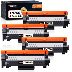 TIMINK Tn760 4Pk Replacement for Brother Tn-760 Tn730 High Yield Toner Cartridge, for Mfc-2710Dw Hl-L2395Dw Dcp-L2550Dw