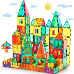 FNJO Magnetic Tiles Building Set - 60 PCs Stem Montessori Toy for Kids, Boys & Girls