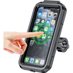 HLD Bike Phone Mount Waterproof, Motorcycle Phone Mount \w Aluminum Alloy Handlebar Mount Base & Touch-Screen, 360 Rotation Bike Phone Holder
