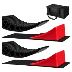 COSTWAY 2 Pack Camper Levelers Rv Leveling Blocks With Fluorescent Strip 2 Rubber Grip Mats