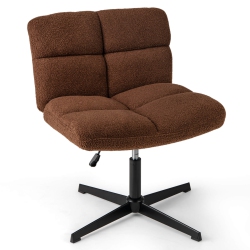 COSTWAY Armless Office Desk Chair Modern Swivel Vanity Chair With Adjustable Height