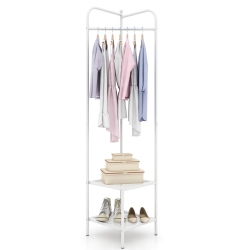 COSTWAY Corner Coat Rack With Shelves Freestanding Hall Tree With Top Hanger