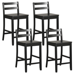 COSTWAY 24-Inch Wooden Bar Stools Set Of 4 With Ergonomic Backrest Counter Height Stools