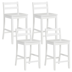 COSTWAY 24-Inch Wooden Bar Stools Set Of 4 With Ergonomic Backrest Counter Height Stools
