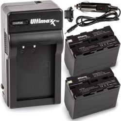 ULTIMAXX Travel Charger + Replacement Battery for Sony F960/970/975 - 7800 Mah