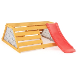 COSTWAY 5-In-1 Indoor Jungle Gym Montessori Climbing Toys With Slide for Toddlers Wooden