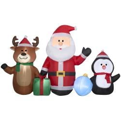 GEMMY Industries Airblown® Inflatable Christmas-Santa/reindeer/penguin Collection Scene 53" X 90