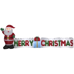 GEMMY Industries Airblown® Inflatable-Merry Christmas Sign With Santa 37" X 108